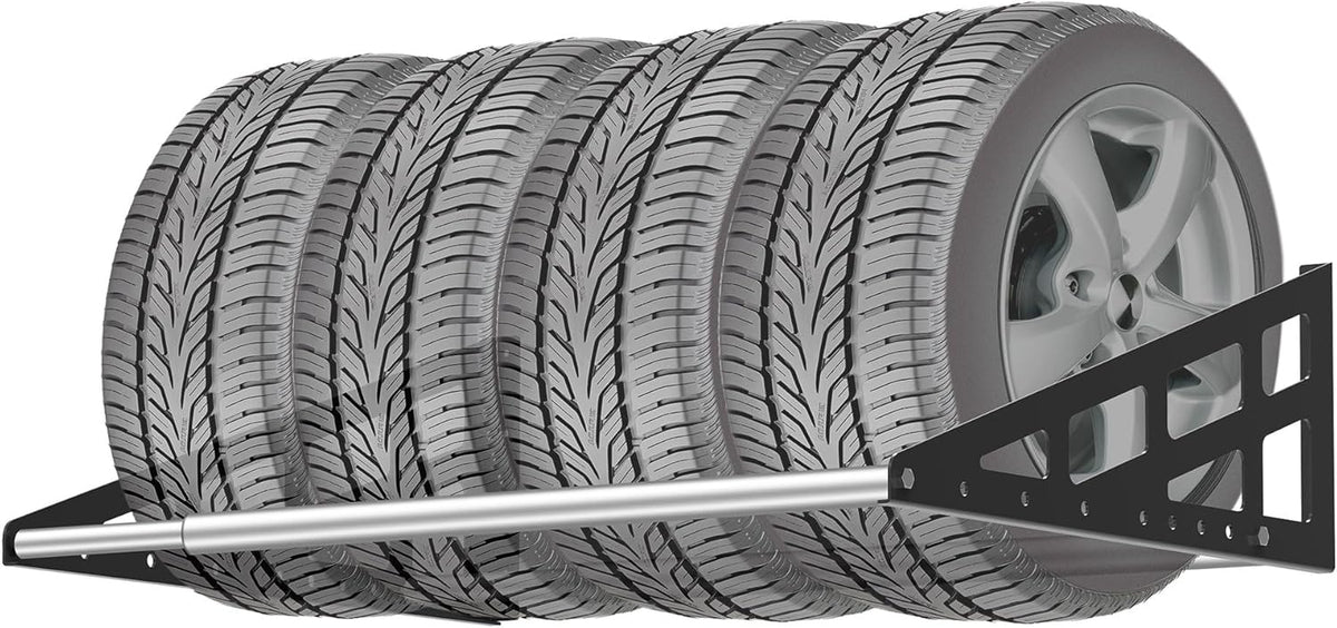Foozet Tire Rack Wall Mount,Heavy Duty Adjustable 31"-56" Tire Storage Rack, Wheel Racks for Garage with Telescopic Rods, Hanging Garage.