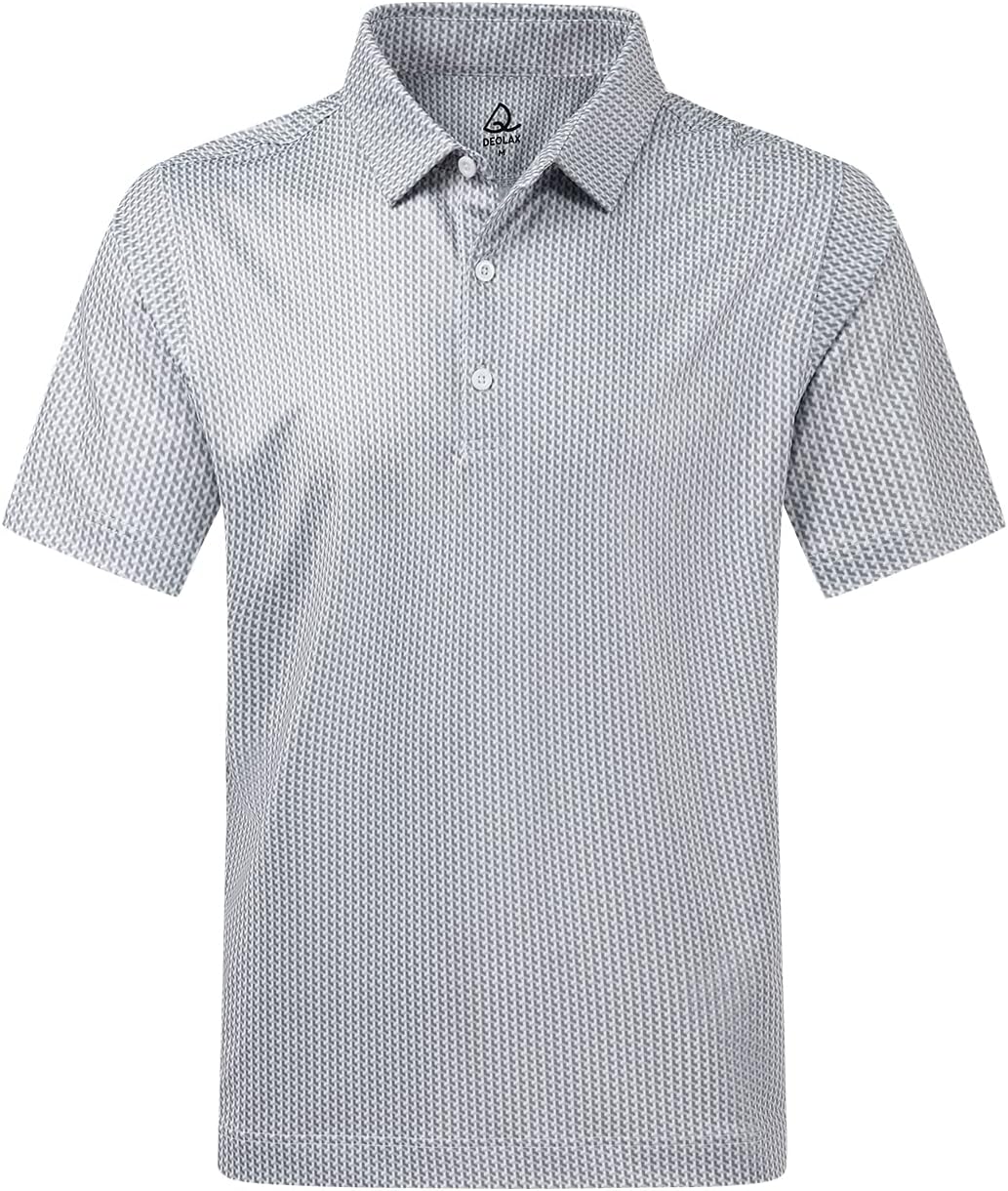 DEOLAX Mens Polo Shirts Fashion Print Mens Golf Shirt Dry Fit Mens Golf Polo Short Sleeve Quick Dry Funny Golf Shirt for Men