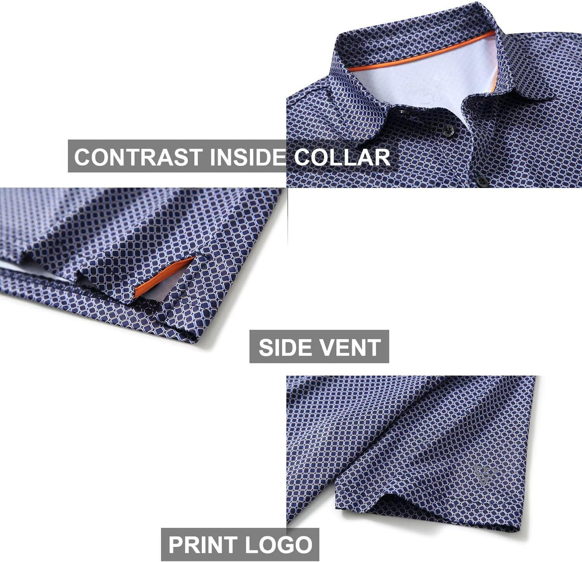 Men's Golf Polo Shirts Short Sleeve Striped Performance Moisture Wicking Dry Fit Golf Shirts for Men