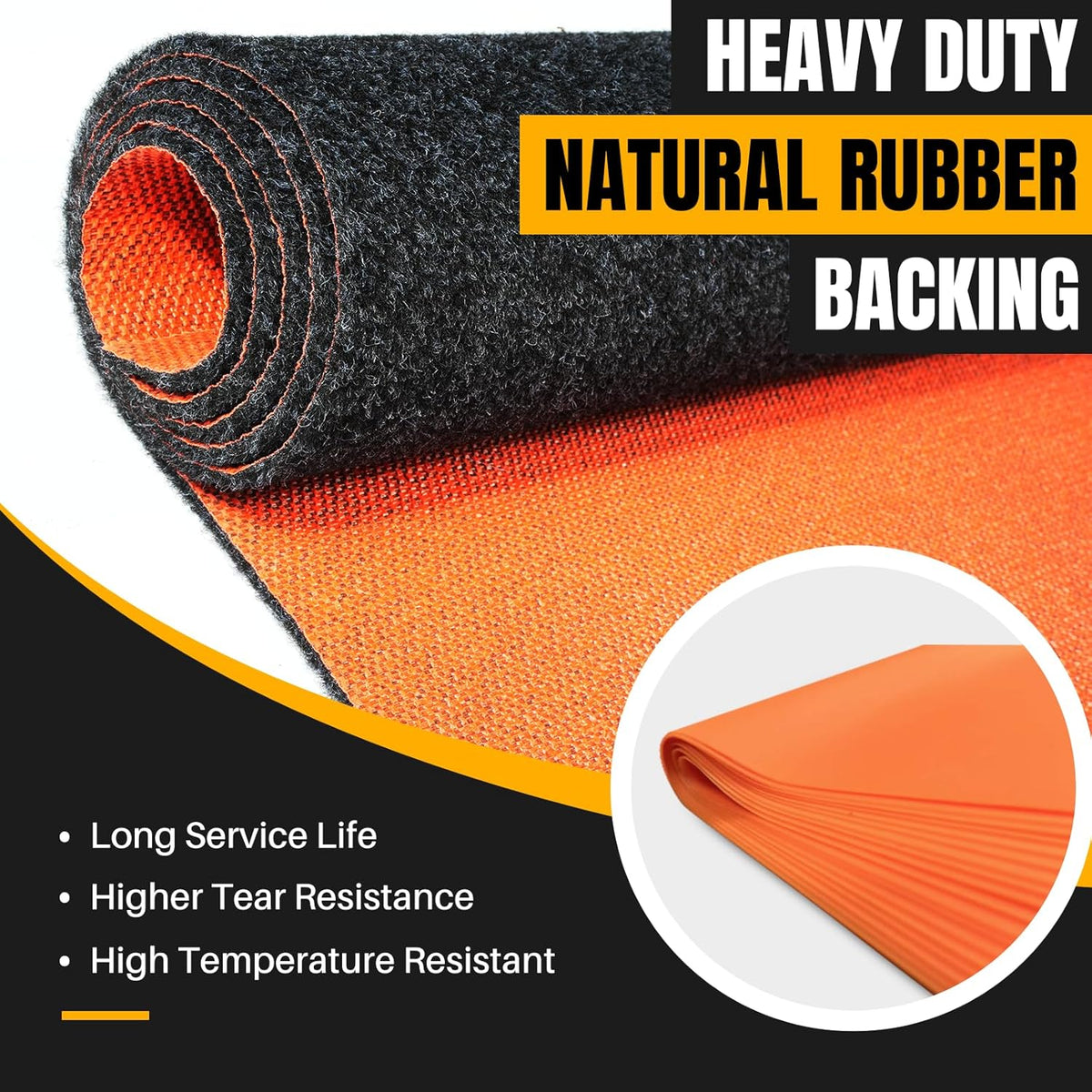 Heavy Duty Oil Spill Mat, Garage Floor Mat for Under Car, 64" X 64", Waterproof, 1/4" Rubber Backing Protects Floor, Reusable, Absorbs All Types of Spills (Black, 64" X 64")