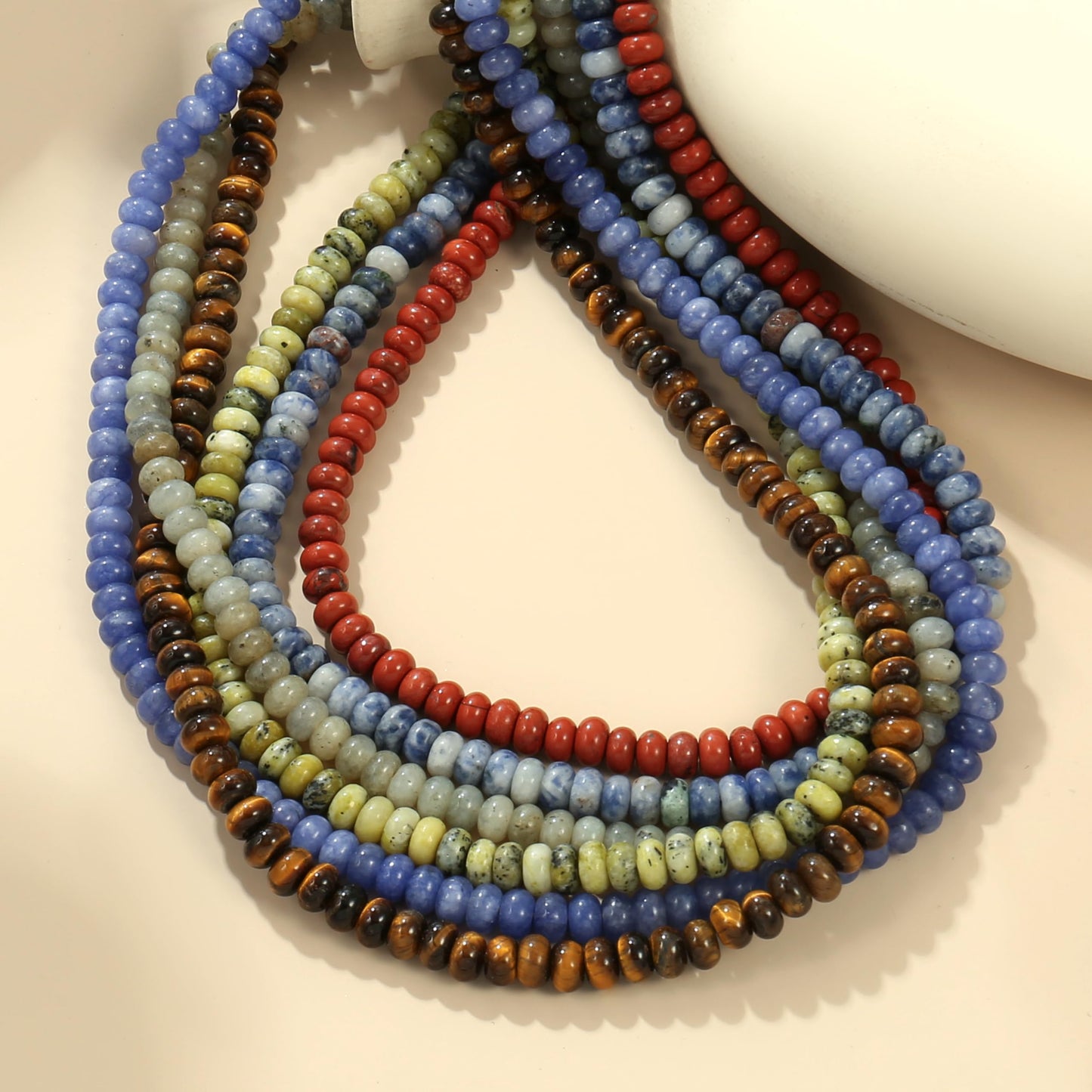 CONRAN KREMIX Shining Stone Beaded Necklace for Women,Natural Stone Bead Choker Necklaces Boho Summer Beach Necklace Gemstone Jewelry Gift for Women