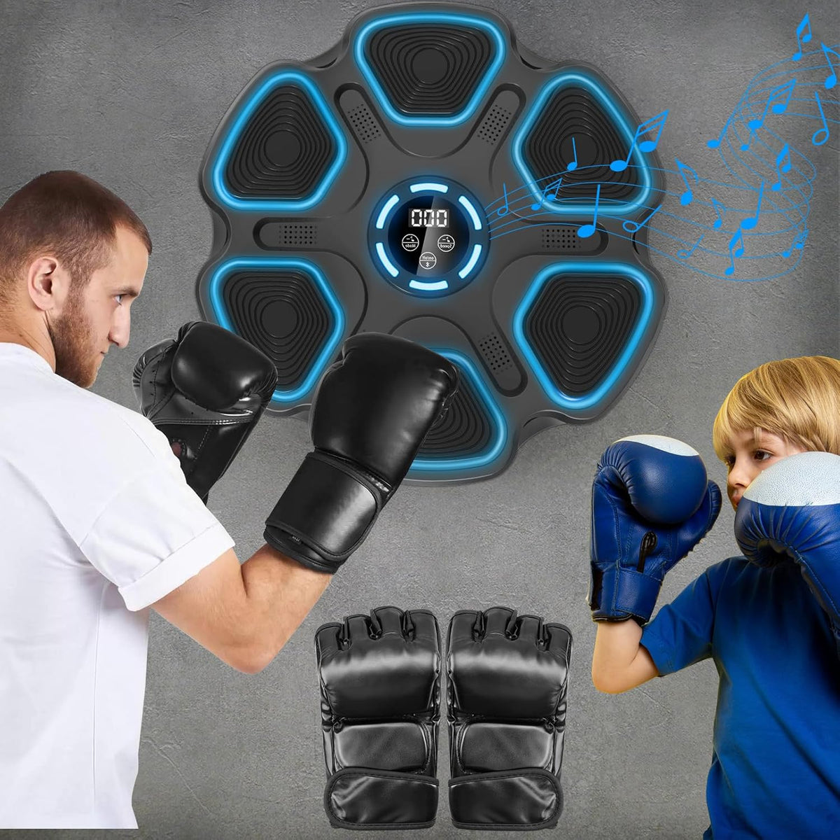 Music Boxing Machine, Large Size Music Punching Machine for Adults Kids, Interactive Boxing Target Wall Mounted with Gloves, Gift for Men