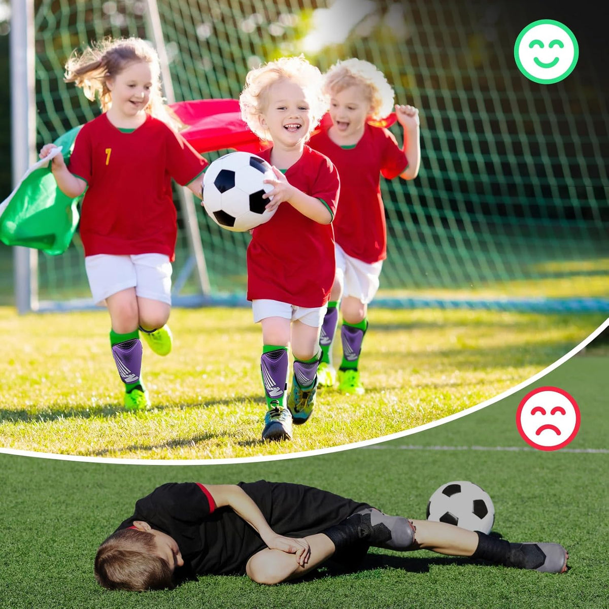 Shin Guards Soccer Youth Kids - Shin Guard for Boys Girls Teenagers Toddler 2-18 Years Old - Football Shin Pads Protection Equipment with Adjustable Straps