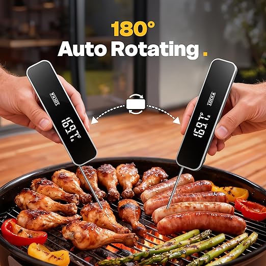 0.3 Sec Instant Read Meat Thermometer Digital, Food Thermometer for Cooking and Grilling, Waterproof, Backlight, Kitchen Oven Candy BBQ Essentials Accessories, Gifts for Him Men, Dad & Mom
