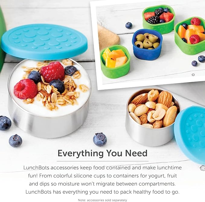 LunchBots 2.5 oz Stainless Steel Dressing Container for Condiments, Dips, Snacks, Dipping Sauce Cups with Silicone Lid, Fits in Lunch Bags and Bento Boxes - Set of 2 (Purple)