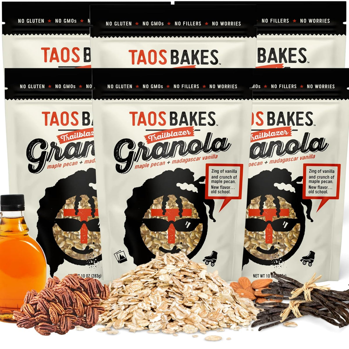 Taos Bakes - Maple Pecan & Madagascar Vanillar Granola - Crunchy Granola Breakfast Snack - Gluten Free, No GMOS, No Fillers - 10 oz (Pack of 6)