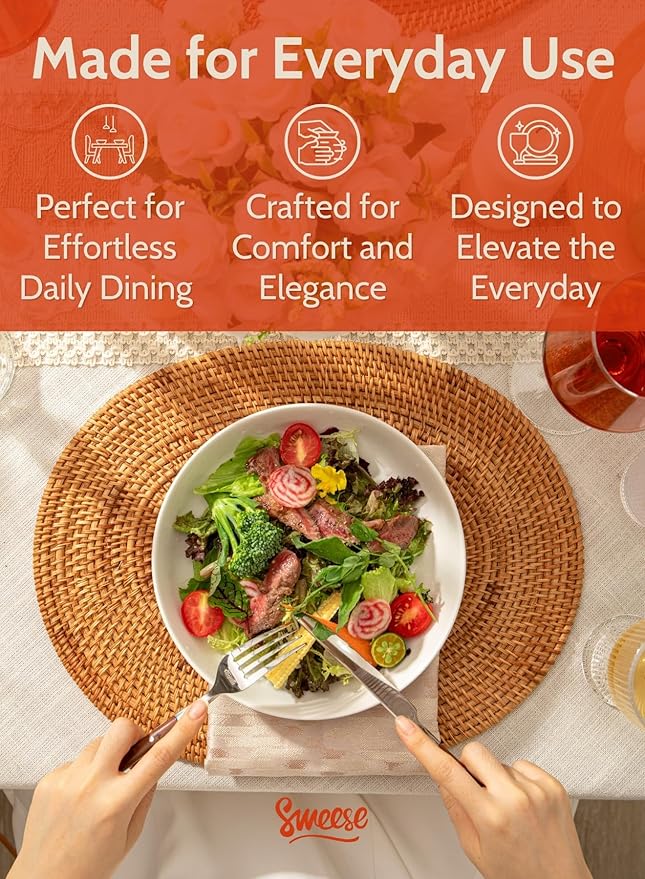 Sweese 22oz Porcelain Pasta Bowls Set of 6-7.6 Inch White Salad Serving Plates, Microwave Dishwasher Safe Dinnerware