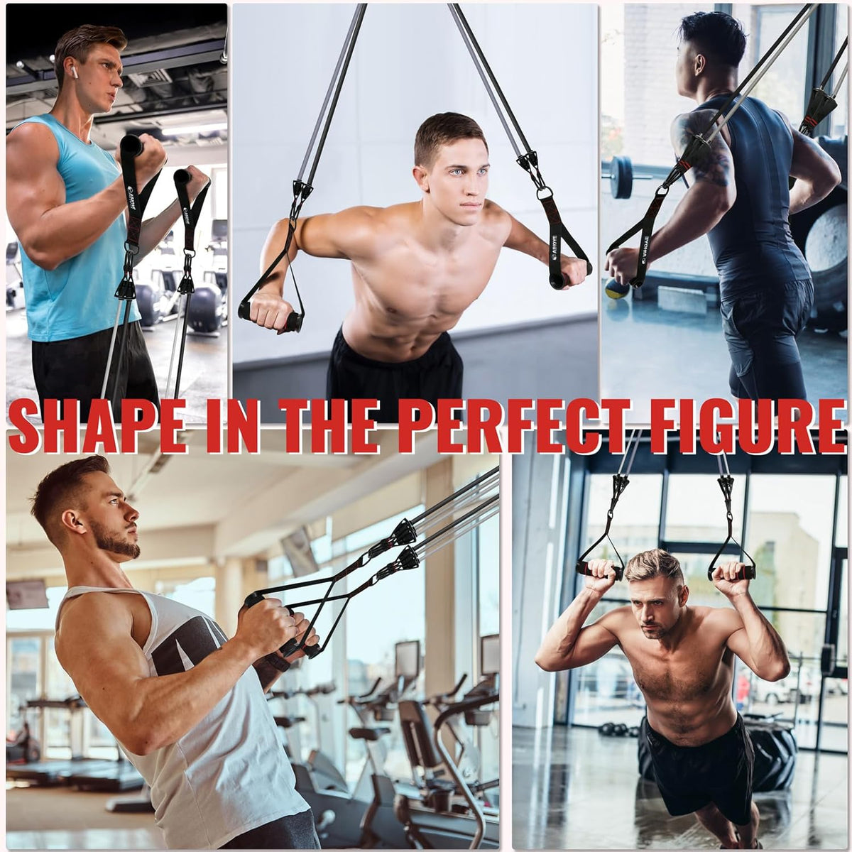Aihoye Resistance Bands for Working Out, Exercise Bands with Handles, Stretch Bands for Exercise, Workout Bands with Door Anchors for Physical Therapy & Strength Training