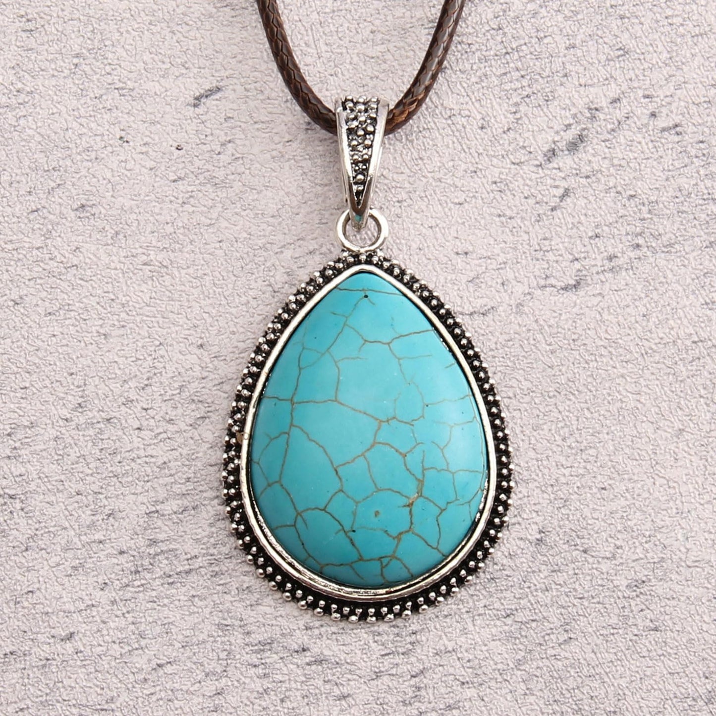 joymiao Boho Pendant Necklace for Women Leather Cord Necklace Cowgirl Sweater Necklace Hippie Choker Necklace Turquoise Jewelry for Teen Girl Gifts