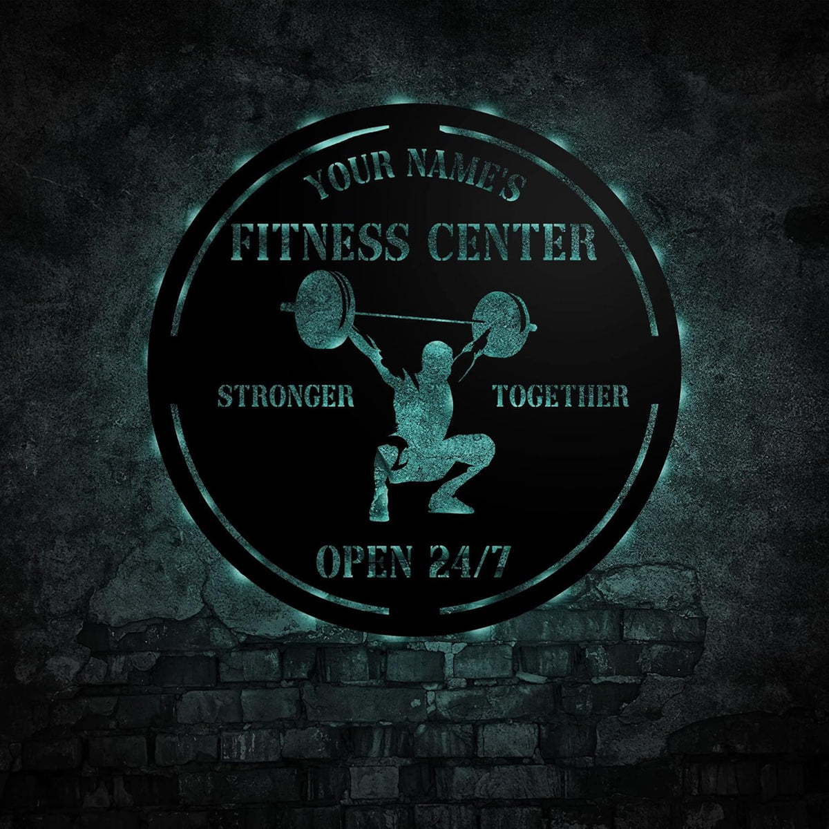 Personalized Home Gym LED Tin Metal Sign Multiple Sizes, Gym Sign Wall Decor, Exercise Workout Room Decor Fitness Center, Motivational Inspirational Hanging Wall Art Wall Plaque (04 w/lights)