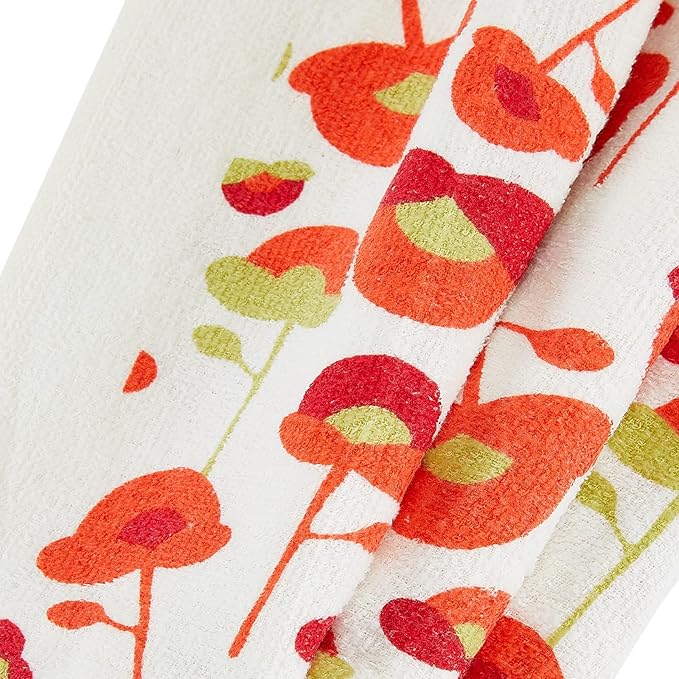 Oven Mitts and Potholders Dish Towles Set 100% Cotton for Perfect for Gifting, Baking, and Everyday Cooking Durable Heat Resistant for Kitchen and Machine Washable (3-Piece Red Flower)