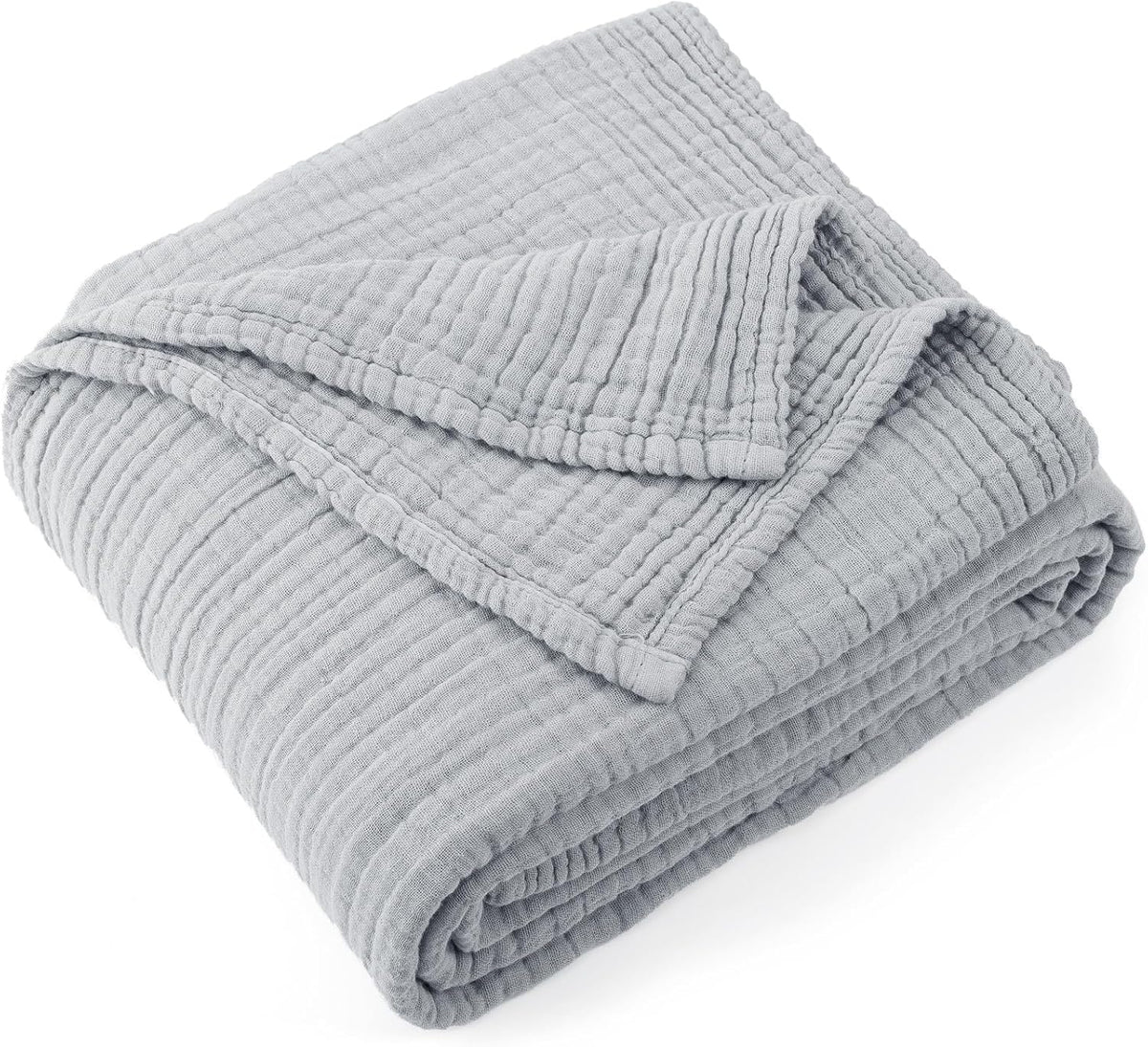 Carriediosa 100% Cotton Muslin Throw Blanket 50" X 70" Throw XL Size，4-Layers Summer Gauze Throws for Bed Couch，Soft Lightweight Breathable Linen Blankets Bedspread for Adults All Season，Grey