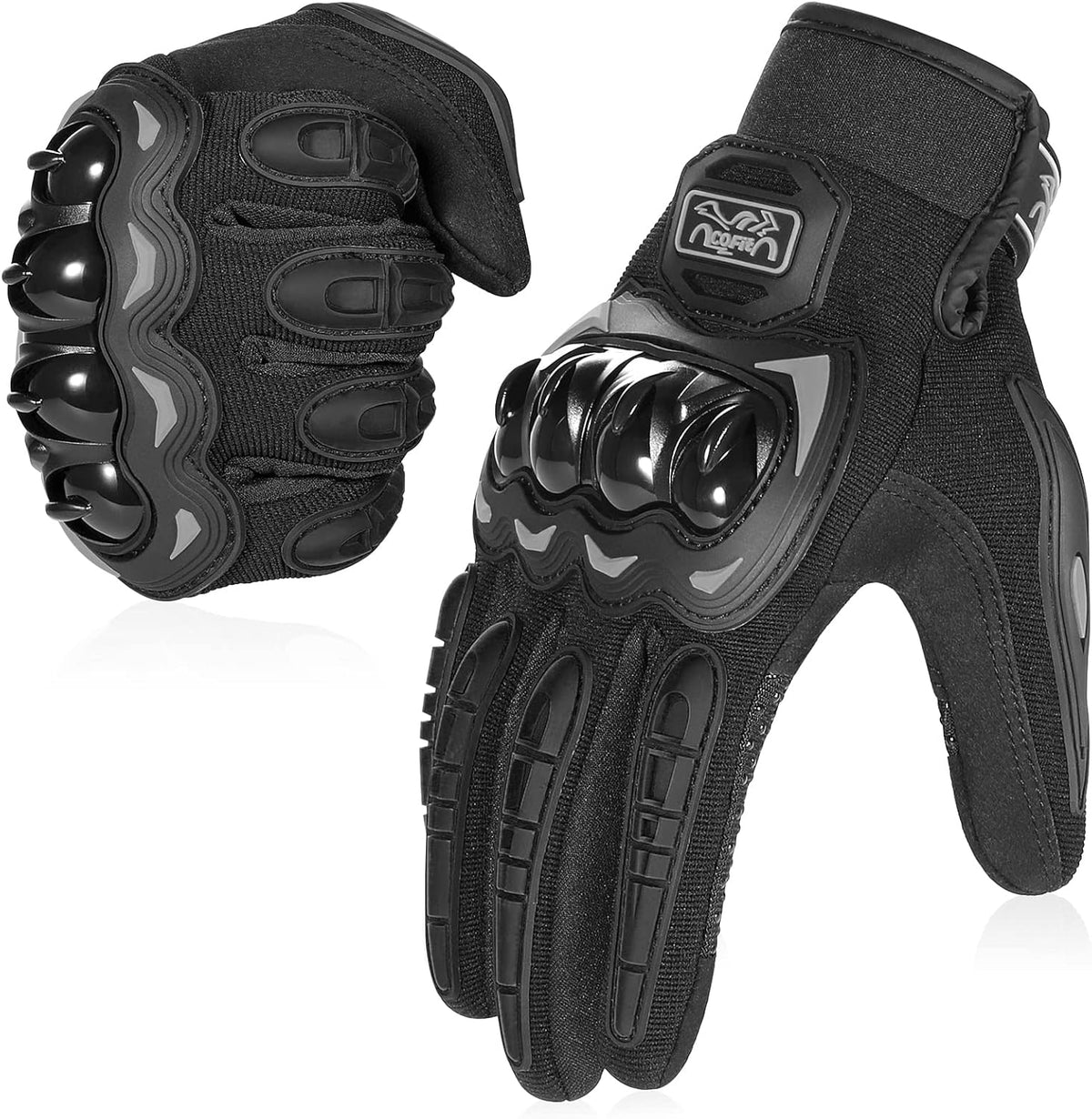 COFIT Motorcycle Gloves Breathable, Touchscreen Motorbike Gloves Anti-Slip with Good Grip Hard Knuckles Protection for Men Women Motocross, BMX ATV MTB Cycling, Road Racing - Black XXXL
