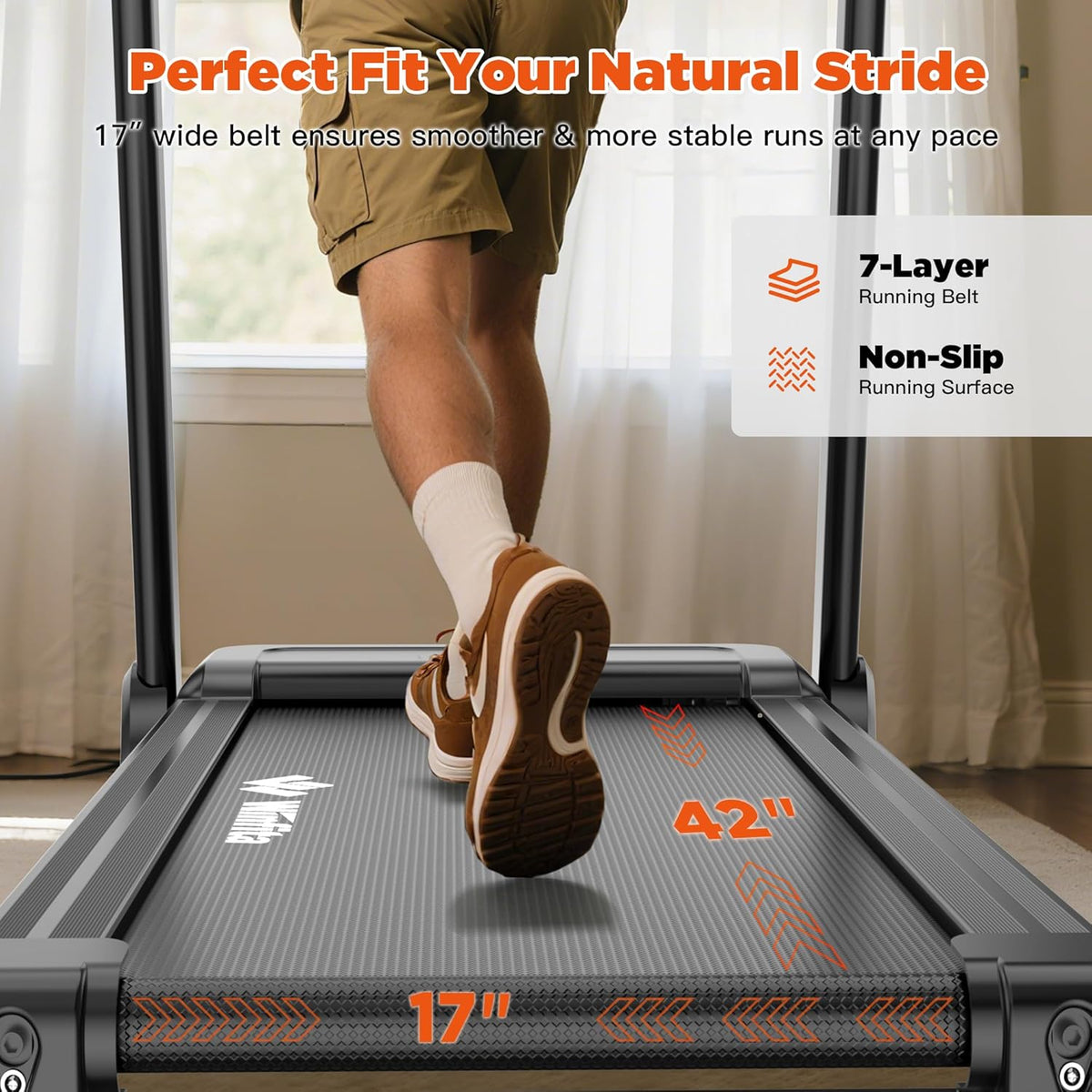 3.5HP Folding Treadmills for Home with Incline Optional, 300 lbs Capacity, 8.0MPH Speed, 17'' Wide Belt, App, Bluetooth Connection, 64 Programs, USB Charging Port, BMI Detector for Home Use
