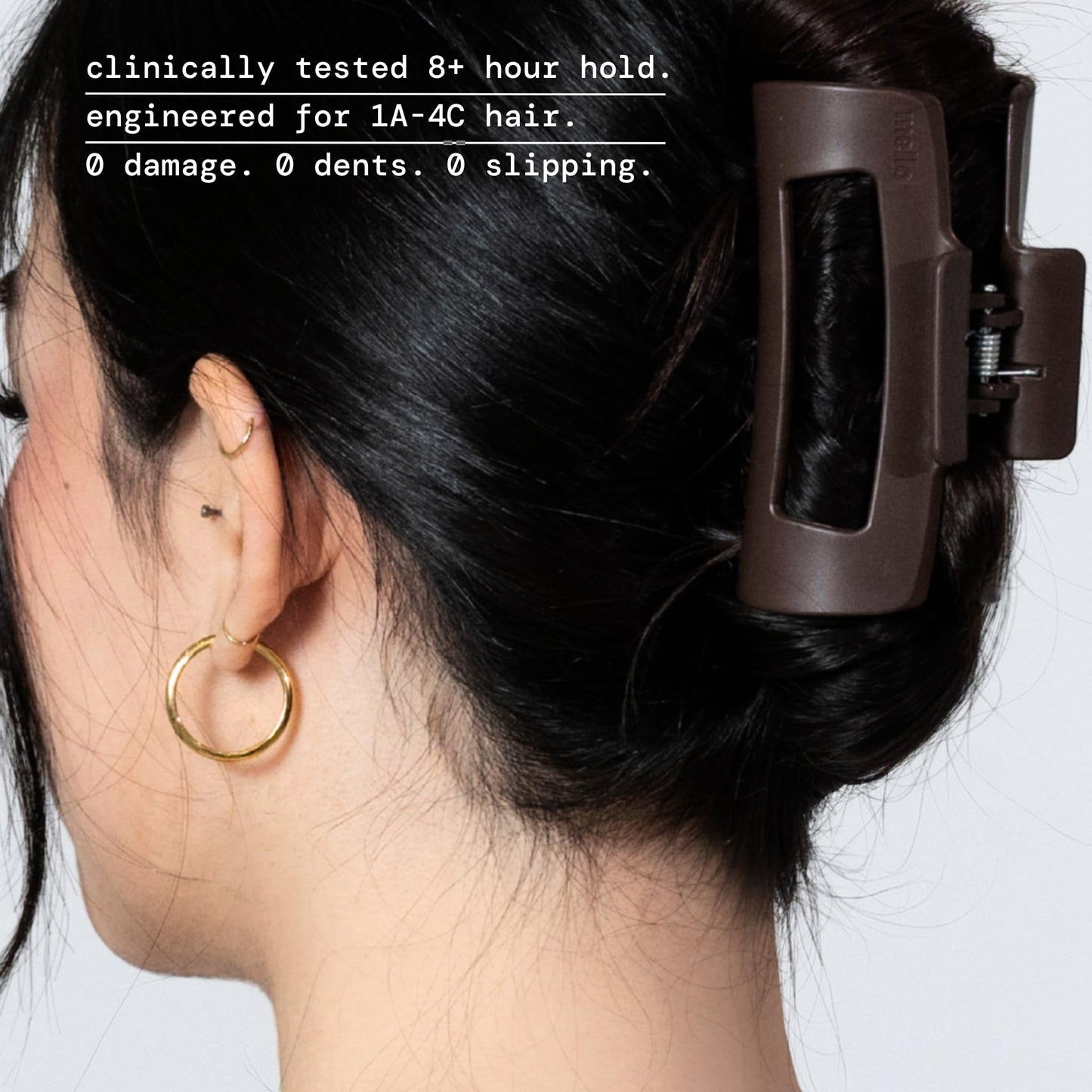 The Original Mello Hair Claw Clip Squishy Claw Clip Made in Korea Patent Pending 30021976 (Dark Brown, Medium)