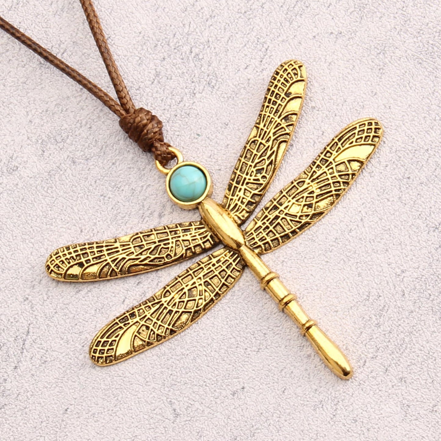 joymiao Dragonfly Necklace Gold Leather Necklace for Women Bohemian Necklace Turquoise Jewelry Cord Necklaces With Pendant Animal Necklaces for Girls