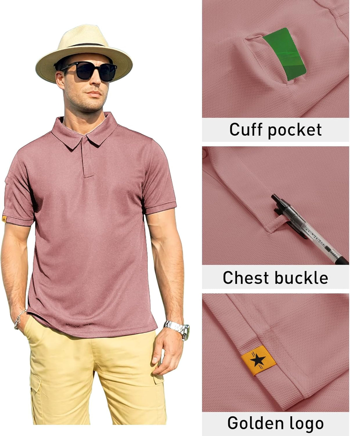 ZITY Mens Polo Shirt Short Sleeve Sports Tactical T-Shirt Athletic Golf Polos Daily Casual Stylish Collared Shirts for Men