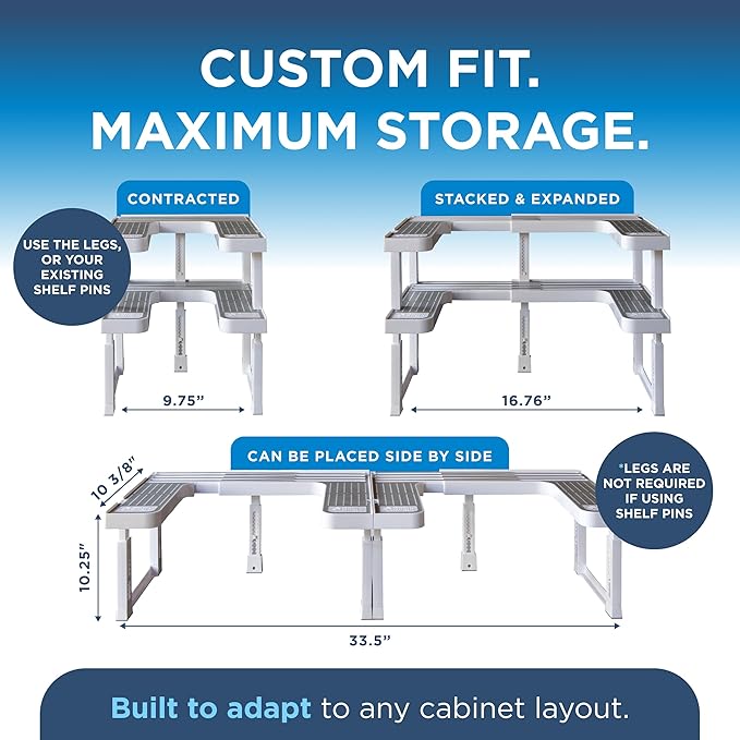 Spicy Shelf 3.0 - Expandable 2 Tiered Spice Rack Organizer for Cabinet & Pantry - Kitchen Seasoning Organizer - Cabinet Spice Racks for Inside Cabinets (Spicy Shelf Premium) - Home Organization