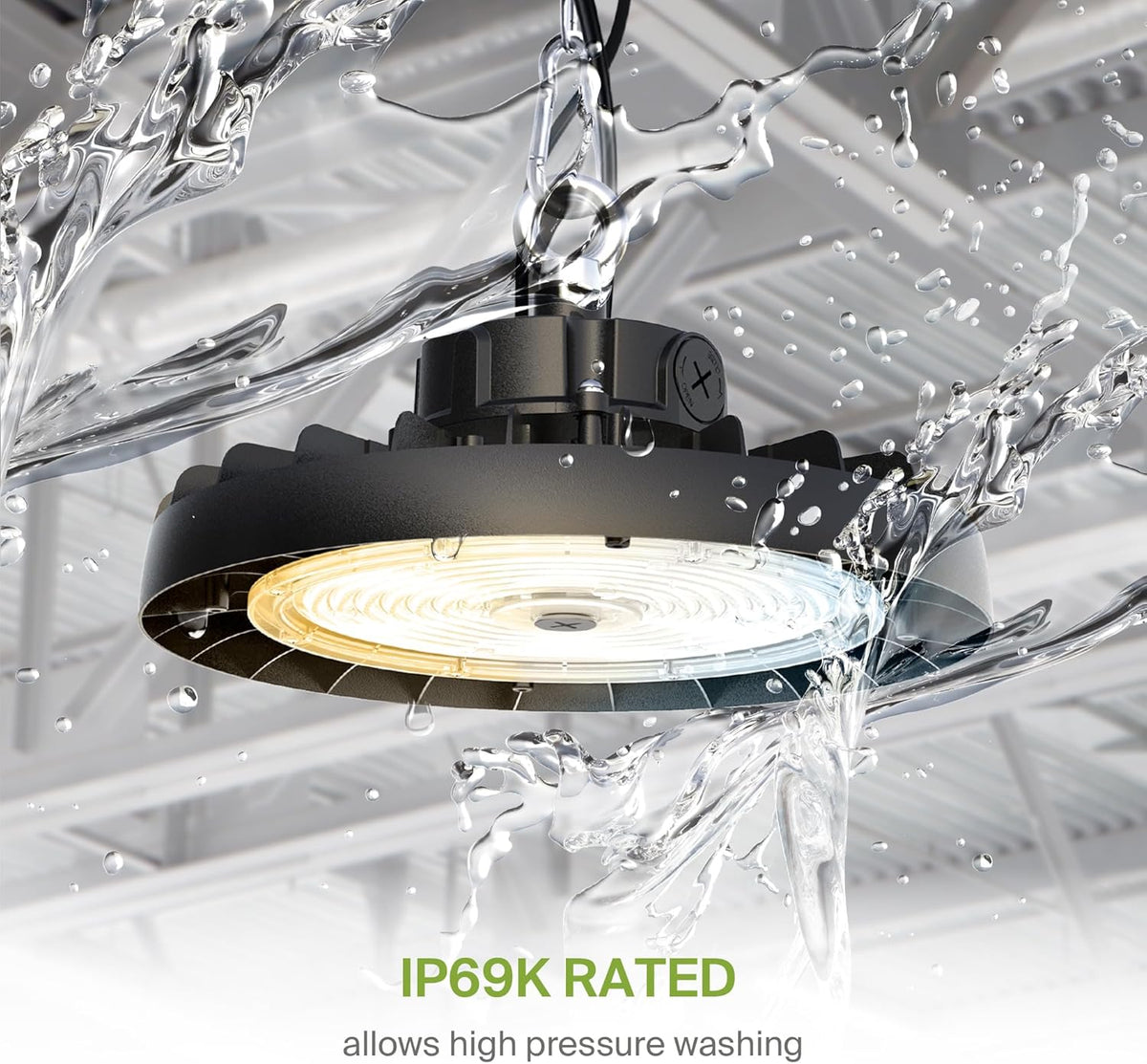ASD LED High Bay UFO Light Fixture, Commercial Shop Lighting | 3CCT, Dimmable, IP69K Waterproof, DLC Premium, UL Listed | 240W 37600LM 3000-5000K 100-277V | Warehouse, Garage, Workshop Lamp | Black