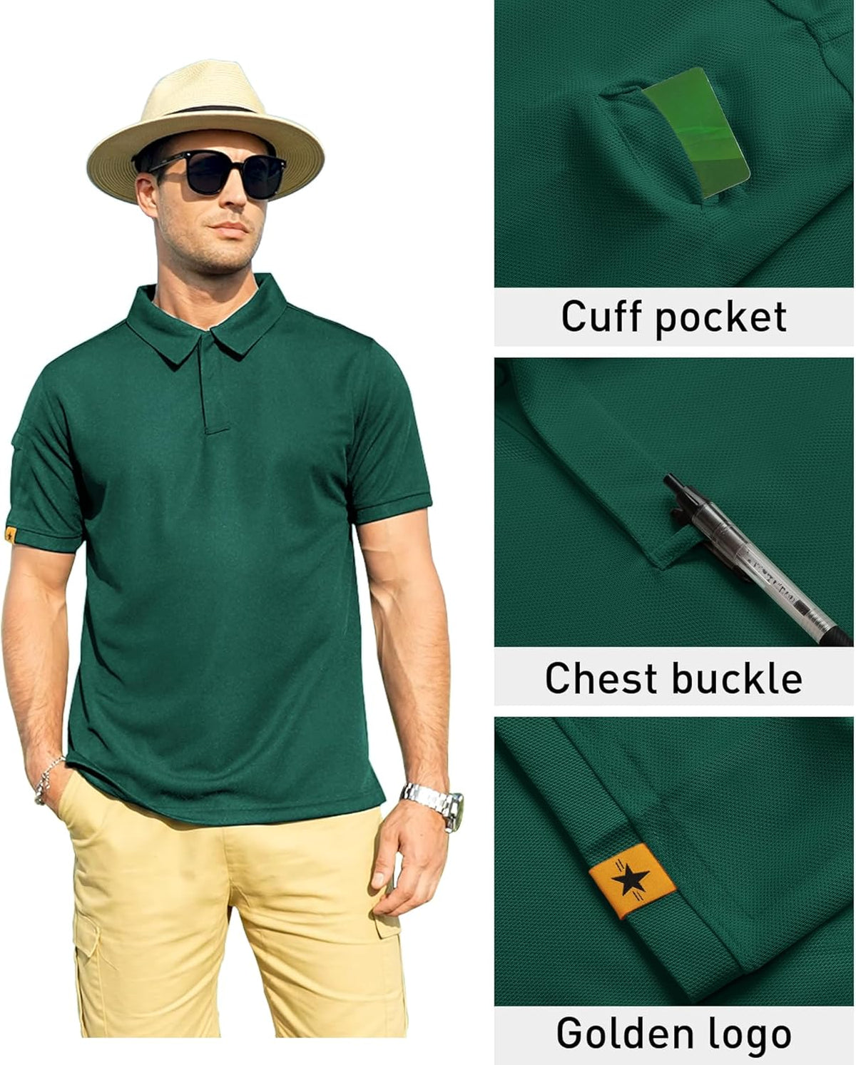 ZITY Mens Polo Shirt Short Sleeve Sports Tactical T-Shirt Athletic Golf Polos Daily Casual Stylish Collared Shirts for Men