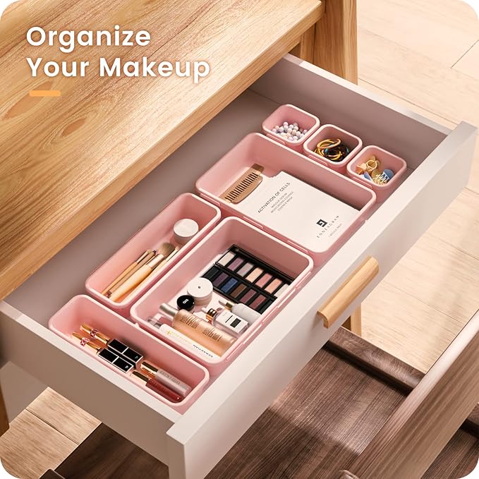 A-LuGei【【5 Size】 Tool Box Organizer Tray Divider Set, 【Pink】 Desk Drawer Organizer, Garage Organization and Storage Toolbox Accessories Rolling Tool Chest Cart Cabinet WorkBench Small Part