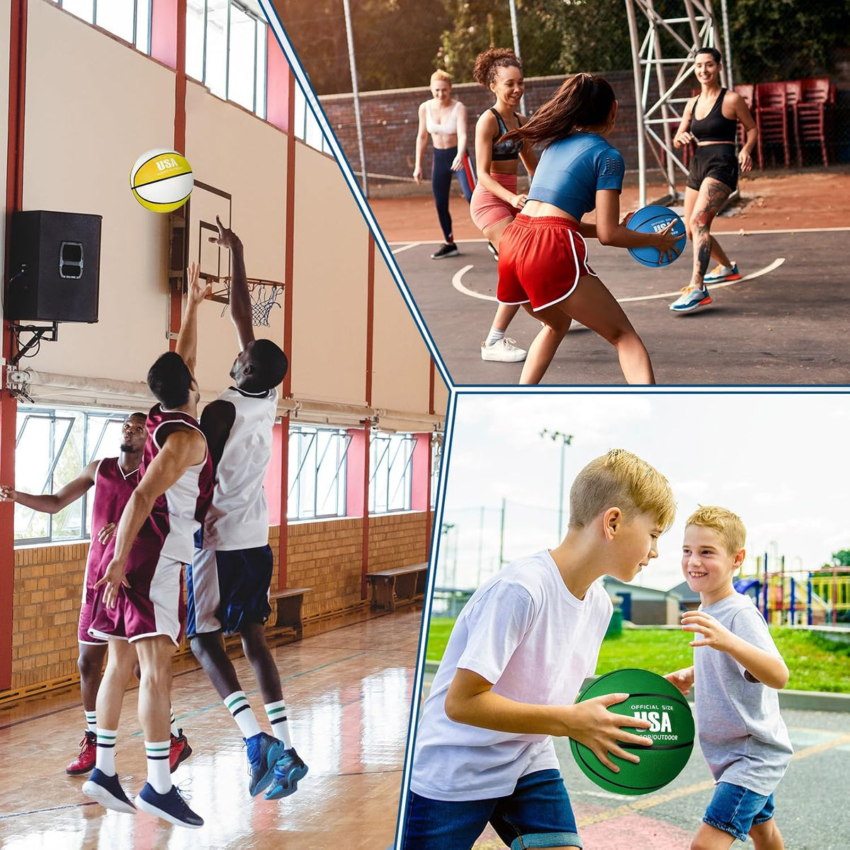 HyDren 12 Pcs Basketballs Bulk with Pump Donation Supplies Size 5/6/7 Deflated Basketball for Outside Sport Operation Machine Stitched Ball