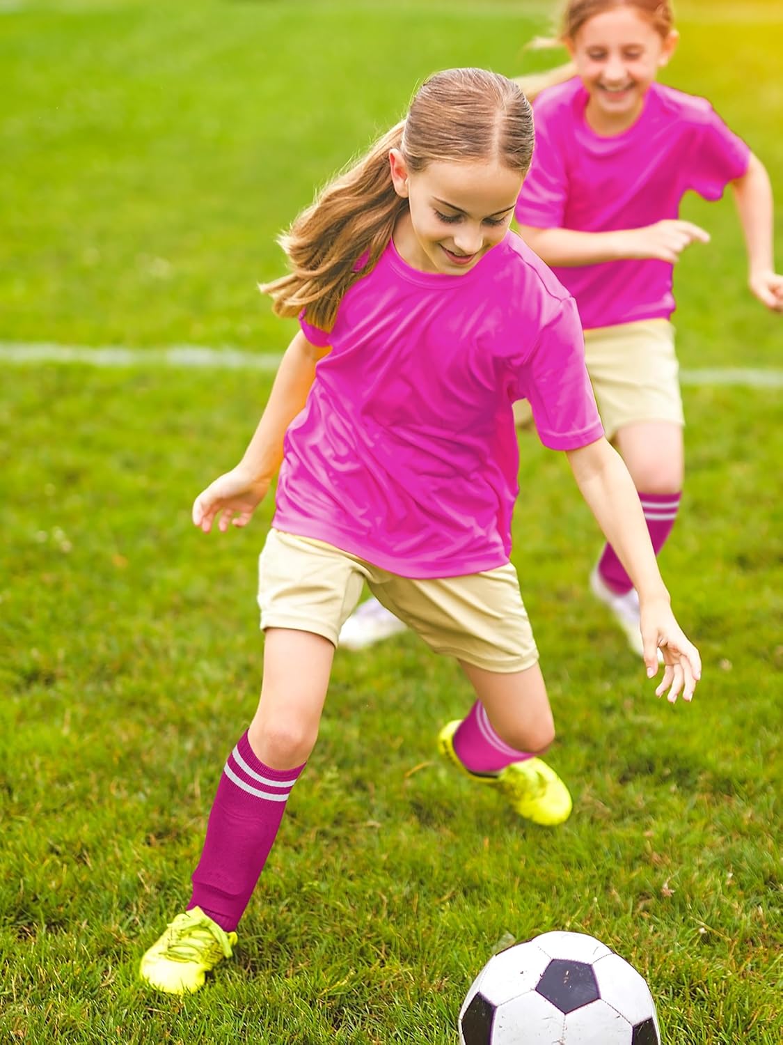 Kids Soccer Shin Guards and Socks Toddler Soccer Shin Pads Protective Defender Gear for 3-15 Years Old Youth Boys Girls