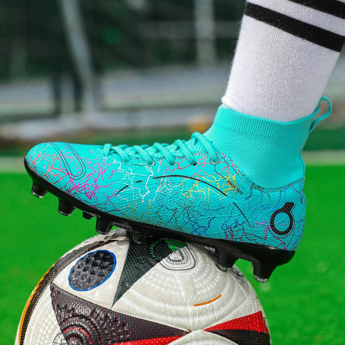 Boys' Soccer Shoes Kids Firm Ground Soccer Cleats Girls Athletic Sneakers Outdoor Turf Football Shoes for Little/Big Kid
