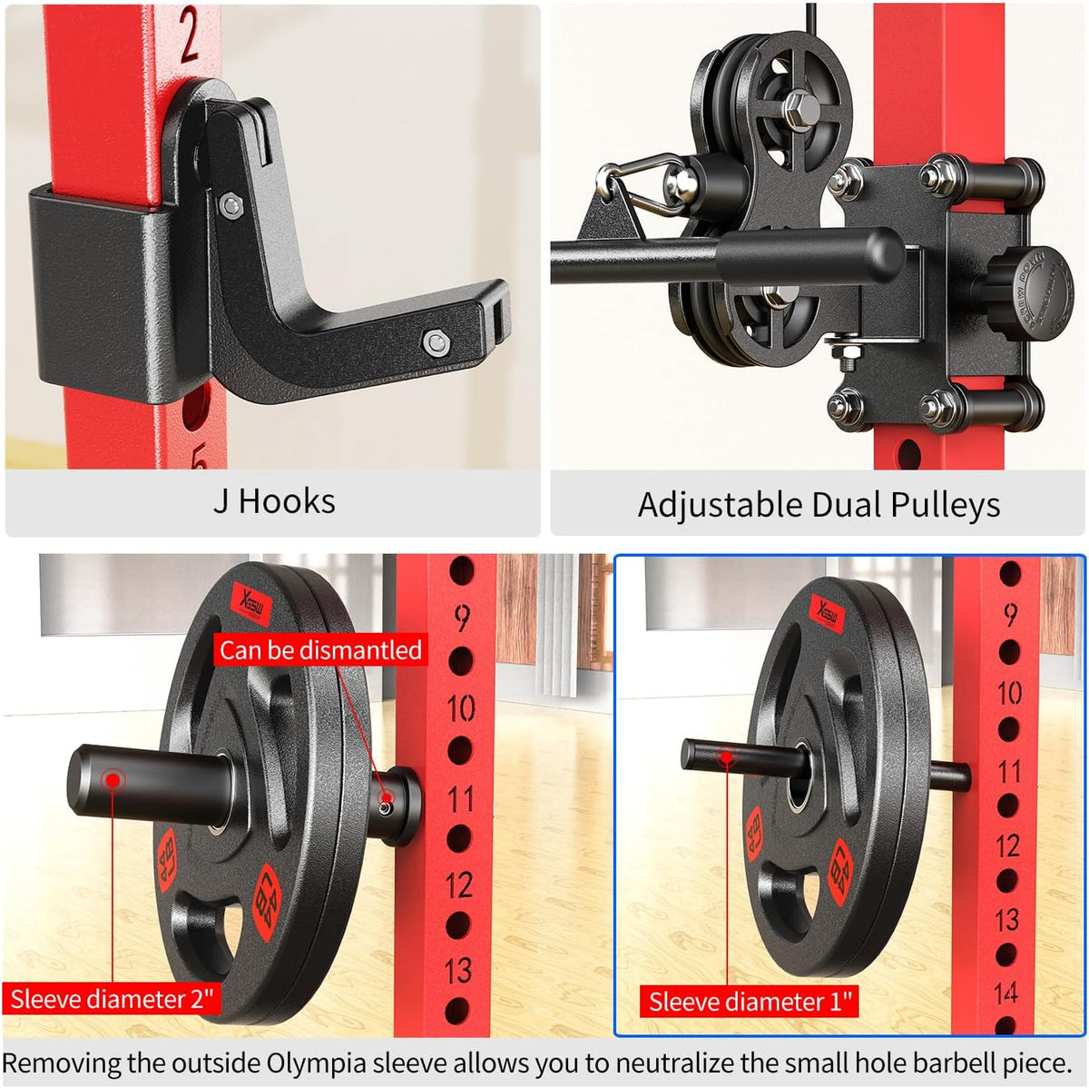 Power Cages Multi-Purpose Squat Rack with Cable Crossover System, Matching Weight Bench, Olympic Barbell Weight Set for Garage and Home Gyms