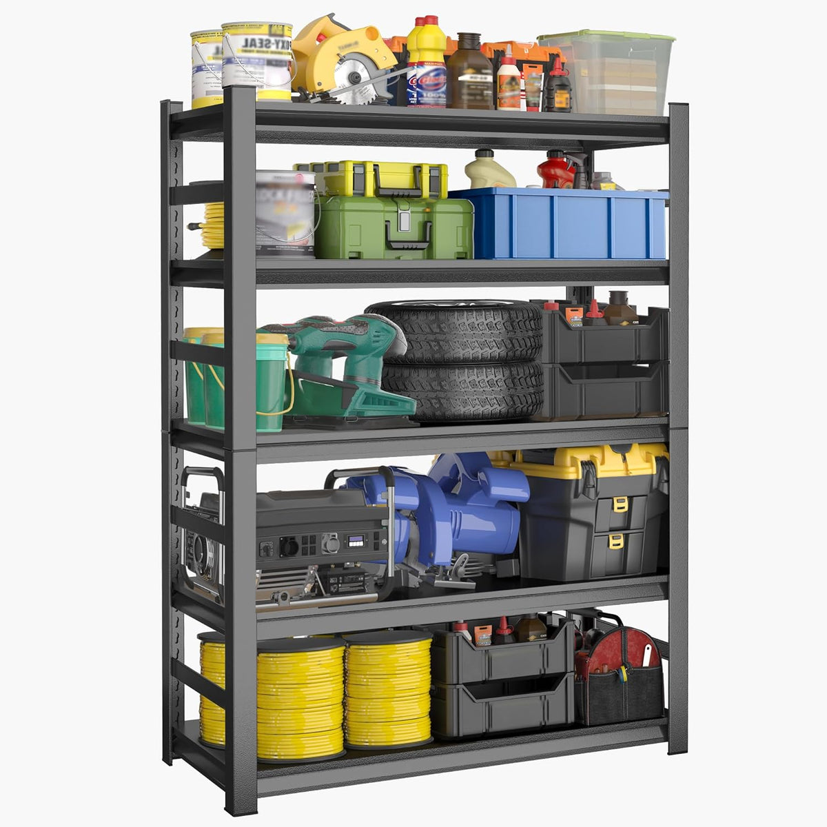 78" H,Metal Garage Shelving Heavy Duty 5-Tier Adjustable Storage Shelves Easy to Assemble, Garage Organization with 4500lbs Capacity,Shelving Racks for Storage,Ideal for Garage,Basement,Warehouse