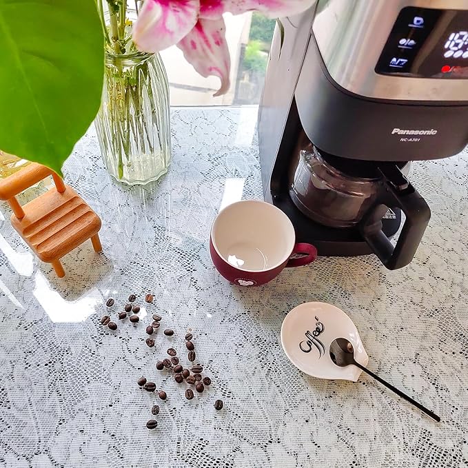 Coffee Spoon Rest, Small Ceramic Coffee Spoon Holder, Porcelain Spoon Holder, Ceramic Spoon Rest for Tablespoon,Teaspoon,Bar Spoon,Coffee Bar Accessories (Spoon Rest+Black Spoon)