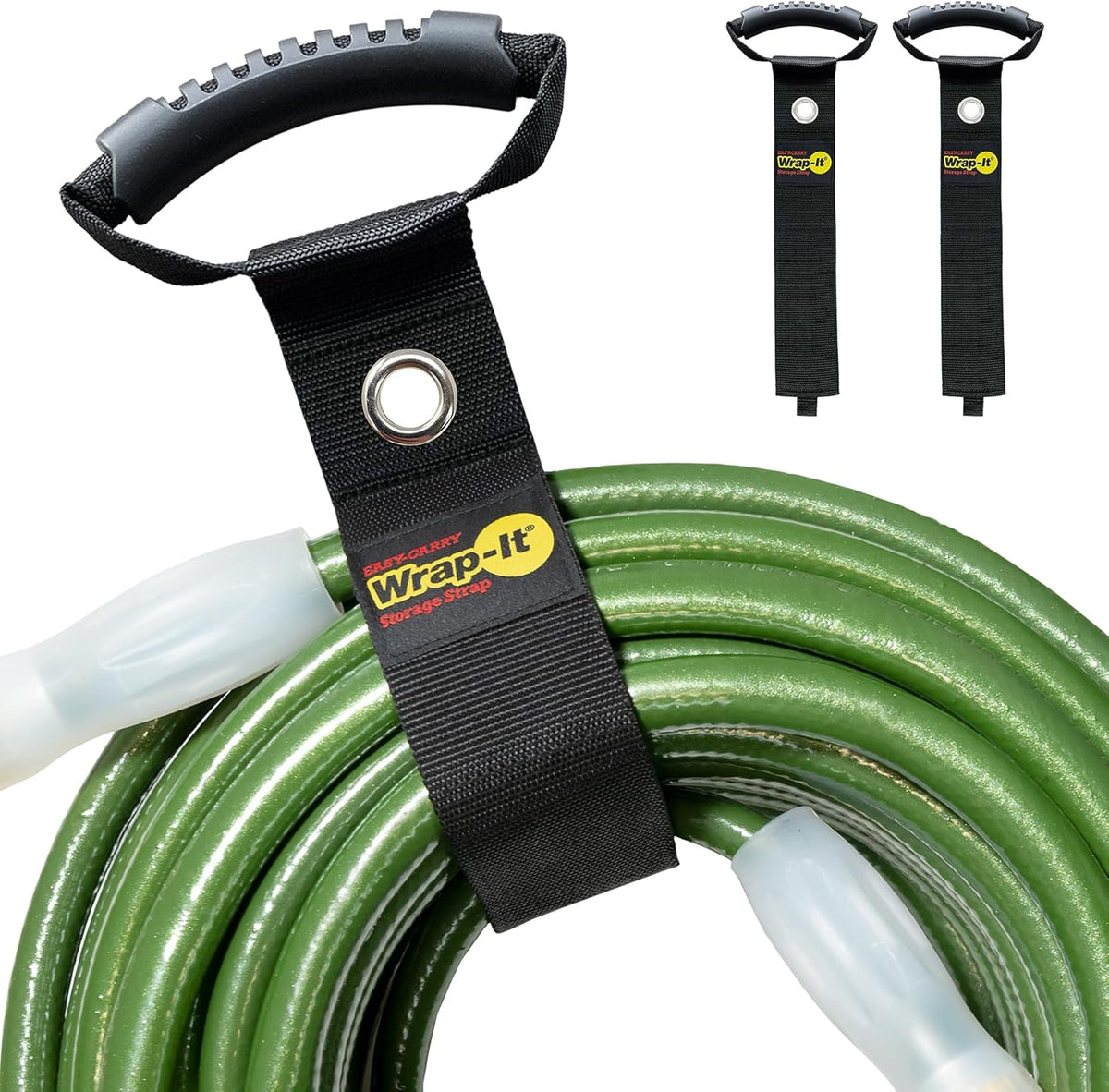 Easy-Carry Wrap-It Storage Straps - 28” (2-Pack) Black with Grommet - Cord Wrap and Hose Organizer for Your RV Tool Kit
