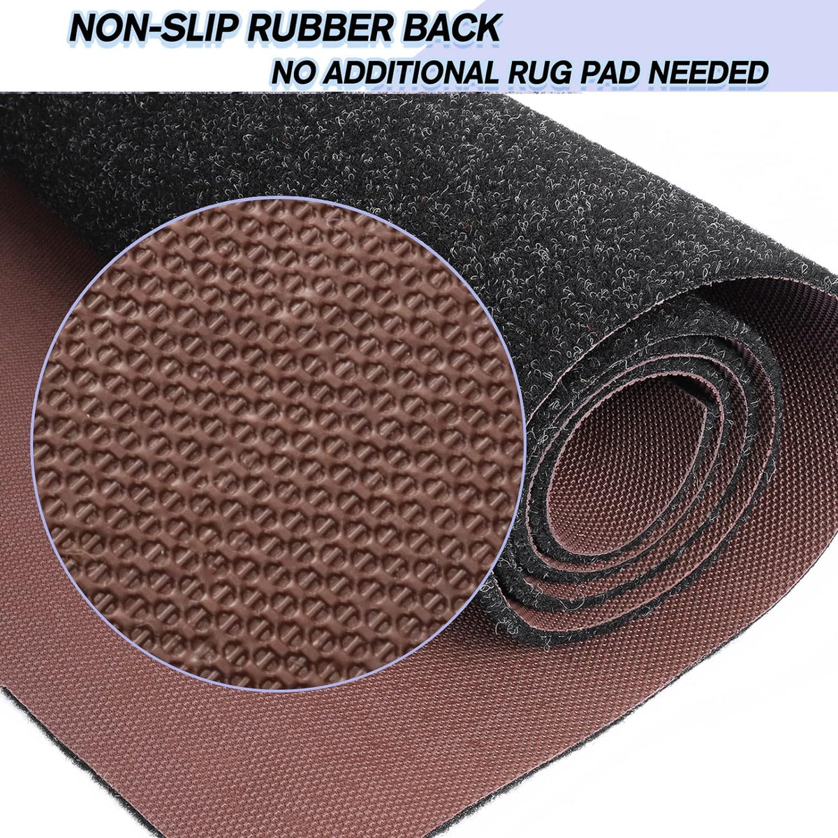 Custom Size Backed Non-Slip Area Rugs Runner, Easy Clean, Waterproof Runner Rugs for Hallway Entryway, Kitchen, Laundry, 4FT x 17FT, Black