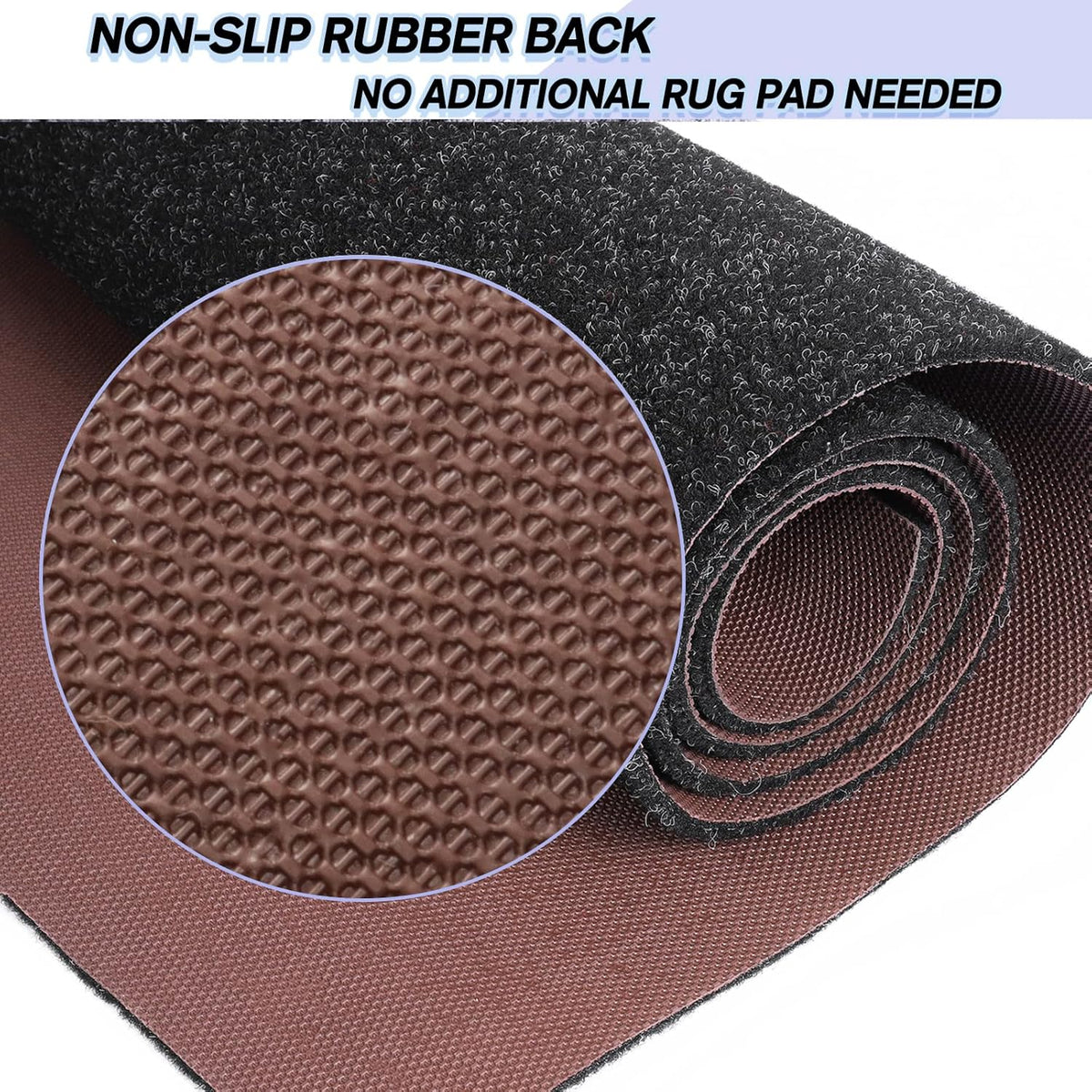 Custom Size Backed Non-Slip Area Rugs Runner, Easy Clean, Waterproof Runner Rugs for Hallway Entryway, Kitchen, Laundry, 3FT x 82FT, Black