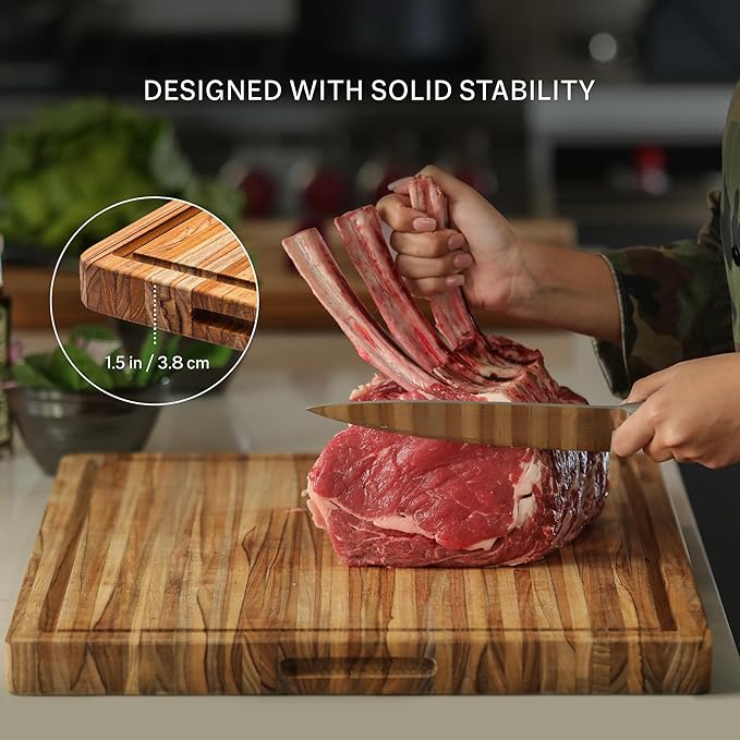 Teakhaus Cutting Board - Large (L) Wood Cutting Board with Juice Groove - Holiday Gift Ideas for Men and Women - Gift-Ready, Reversible, Edge Grain Wood, Knife Friendly - FSC Certified