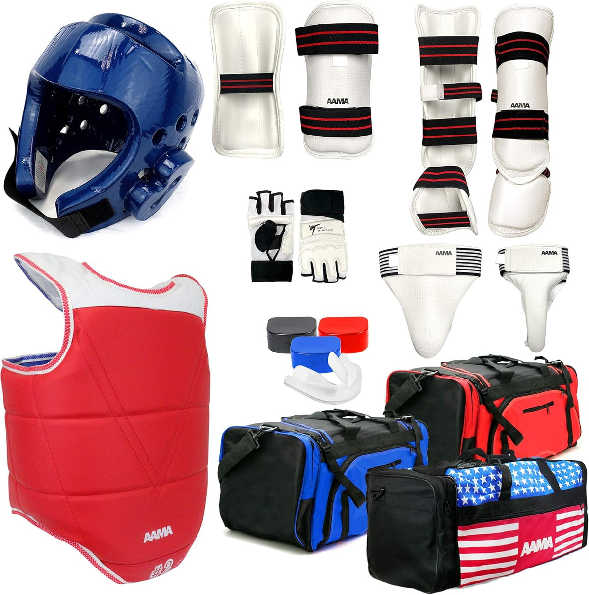 AAMA Complete Taekwondo Sparring Protective Gear Equipment Set - Customizable