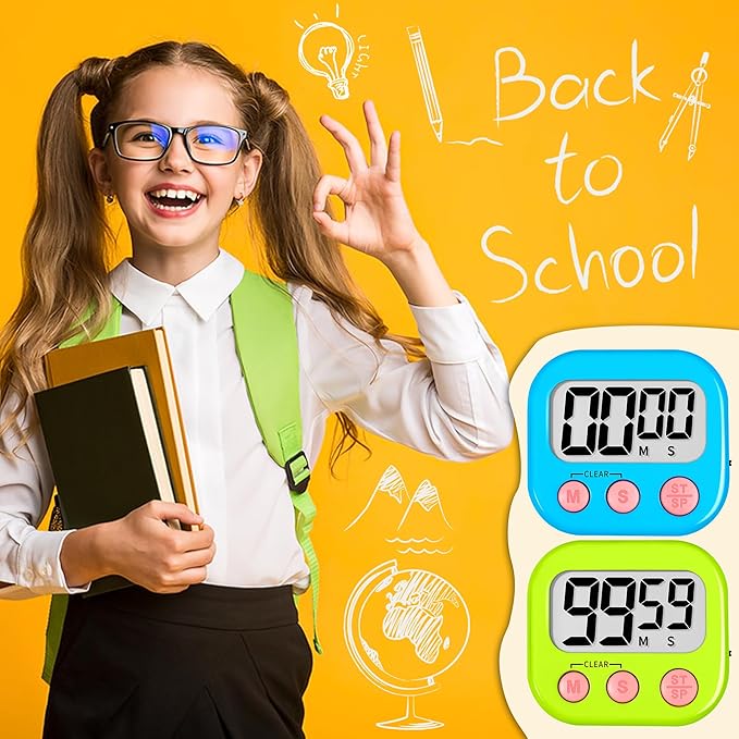 ZILLEEN Classroom Timer for Kids Teachers Digital Timers, Blue Green 6 Pack