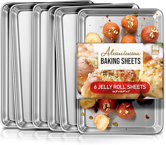 Eatex Aluminum Baking Sheet Set, 10" x 15" Jelly Roll Pan, Nonstick Cookie Sheets