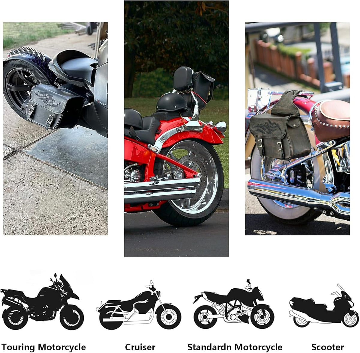 GARGOYLE BELLS Motorcycle Saddle Bags Leather Motorcycle Luggage Bag with Gun Holsters For Softails Sportsters and Choppers Waterproof Luggage Bags For Motorcycle
