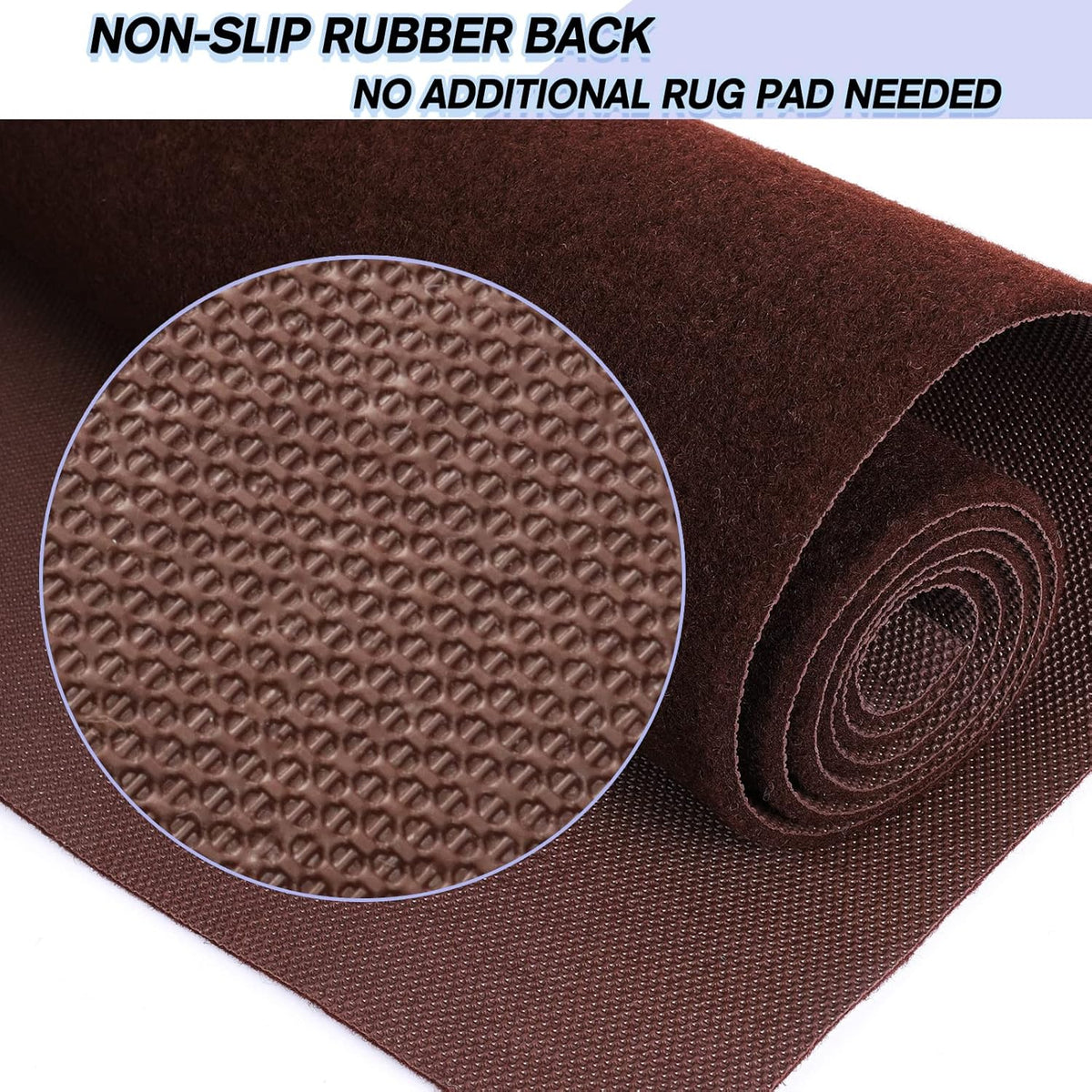Custom Size Backed Non-Slip Area Rugs Runner, Easy Clean, Waterproof Runner Rugs for Hallway Entryway, Kitchen, Laundry, 3FT x 25FT, Brown