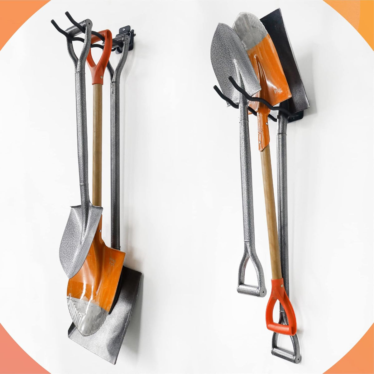 HUHOLE Garage Hooks, Ladder Hangers for Garage Wall, Shovel Holder, 4 Pack Heavy Duty Hook for Ladder, Rake, Folding Chair, Yard Tools, Garden Tool, 12” Wave Curved Utility Hooks