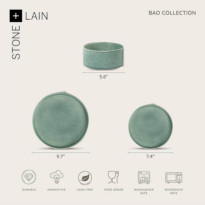 Stone Lain Bao 24-Piece Dinnerware Set Stoneware, Green