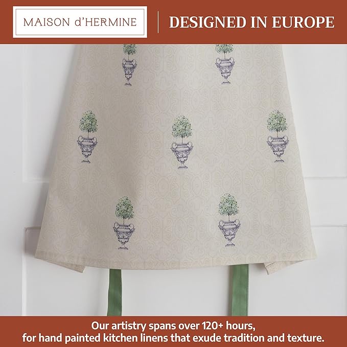 Maison d' Hermine 100% Cotton Apron for women with Pocket Kitchen Chef Apron for Men Cooking Mothers Day Gifts