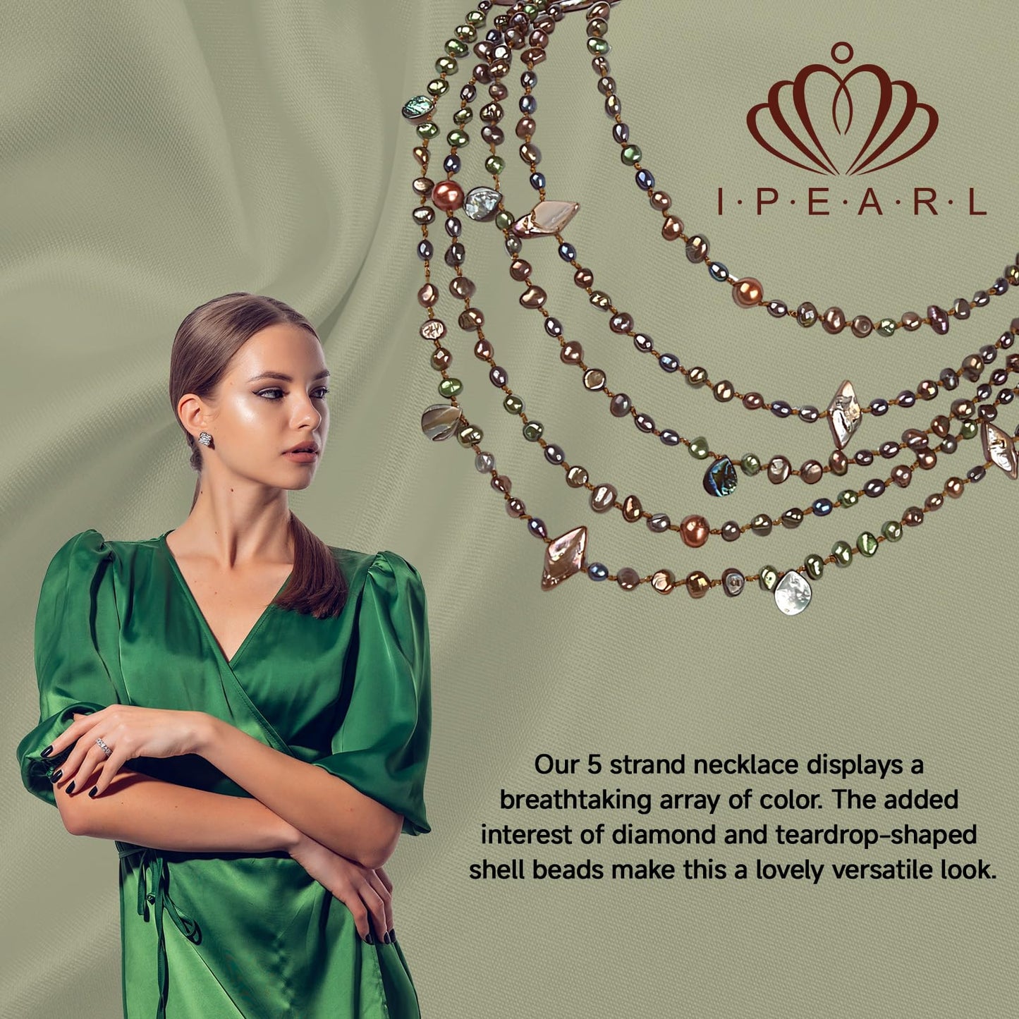 IPEARL Handmade Freshwater Pearl Necklace for Women - Elegant 20-inch Long Adjustable Real Pearls Strand with Vintage Beaded Charms Baroque Pearl Luxury Jewelry Gift