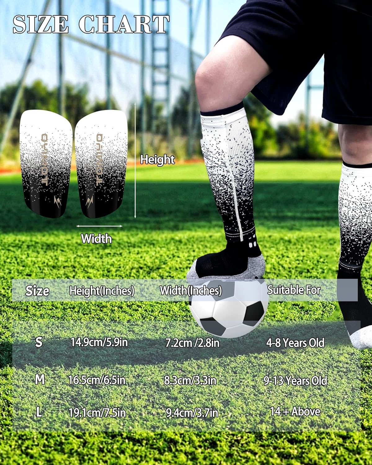 TOMIYO Soccer Shin Guards,Shin Guards Soccer Kids 10-12 and Shin Pad Sleeves with Inserted Pocket,Protective Soccer Equipment for Youth Adult,espinilleras de Futbol para Hombres for Team Sports