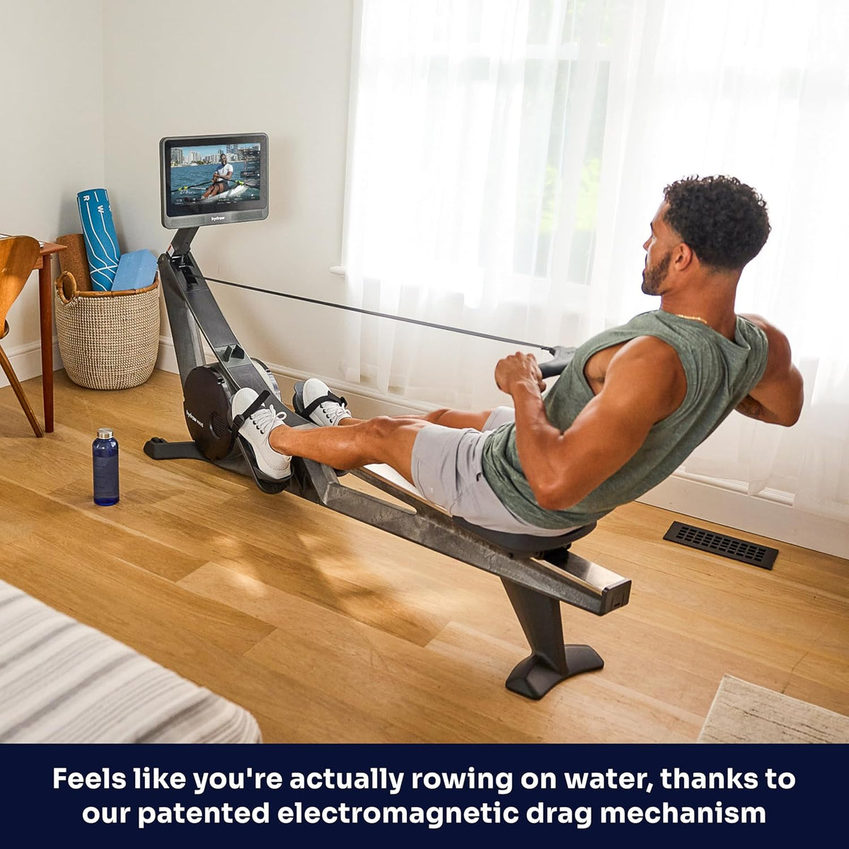 Hydrow Wave Rowing Machine with 16" HD Touchscreen & Speakers - Foldable | Live Home Workouts, Subscription Required