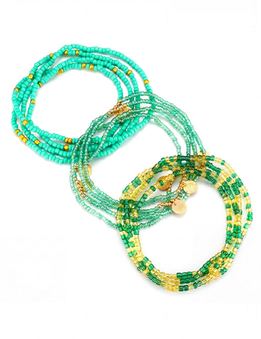 JeryWe Waist Beads for Women African Body Chain - Handmade Adjustable Colorful Elastic Waist Beads Stretching Body Accessories Belly Body Jewelry for Women Plus Size Beach Bikini Jewelry 07