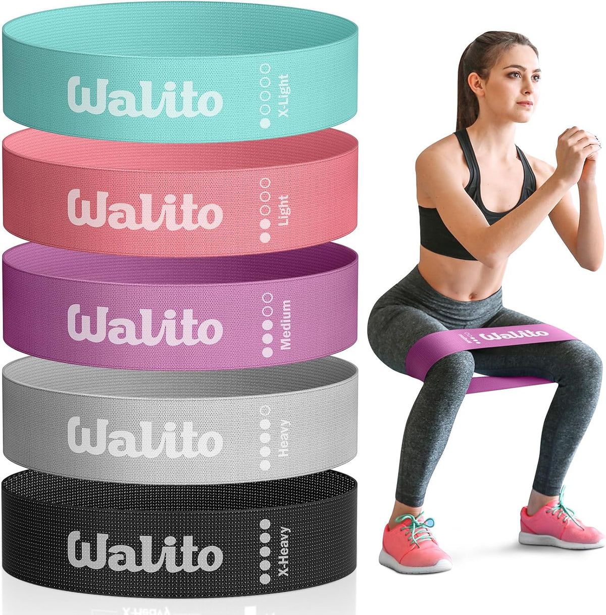 Fabric Resistance Bands for Working Out - Booty Bands for Legs -Glutes Training for Women and Men - Exercise Bands for Squats, Yoga, Physical Therapy -Home Gym Fitness