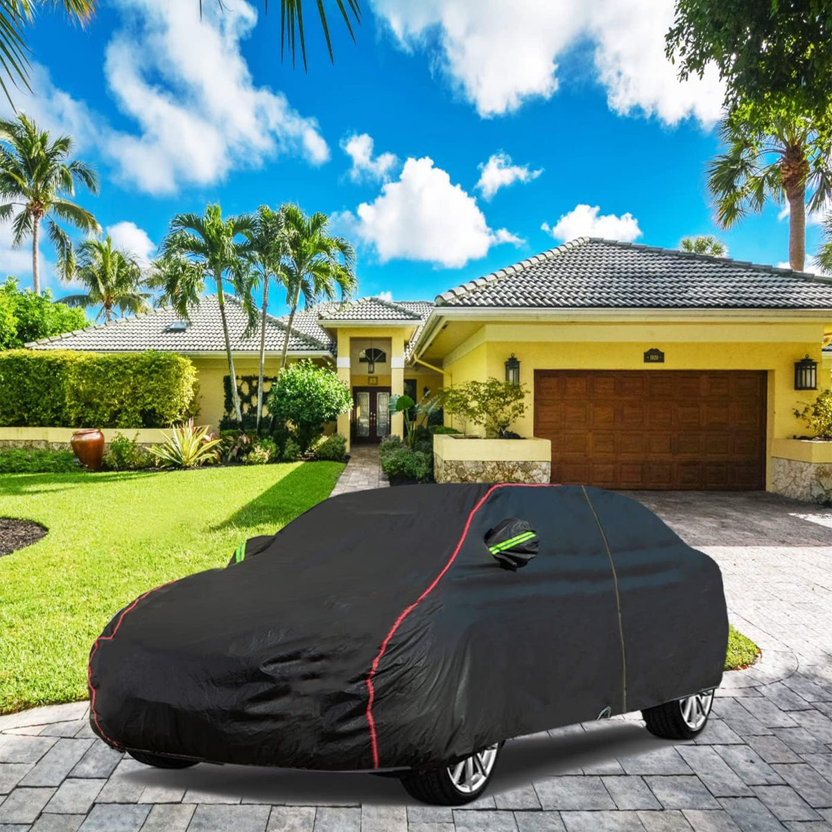 Breathable New Material, Waterproof Car Cover, Locks and Zipper Doors, Sunscreen Waterproof UV Prevention Snowproof Wind and Windproof,Suitable for Indoor Outdoor,for Pickup 198"-220",B7