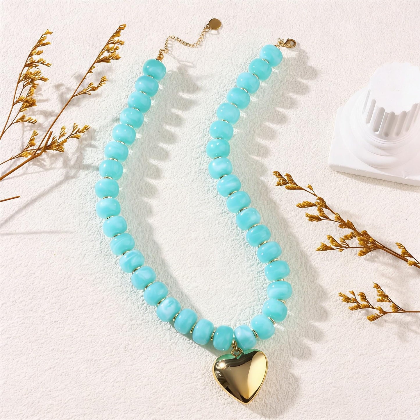 joymiao Resin Chunky Beaded Necklace for Women Colorful Beaded Necklaces Statement Necklace Summer Handmade Jewelry Accessories